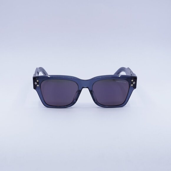 Dior CD DIAMOND S2 30G7 Sunglasses Dark Green Square Frame, Blue Lenses - Picture 2 of 10